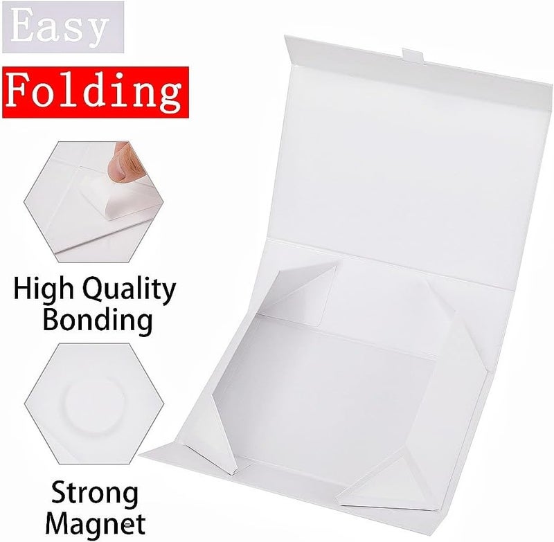 PLINJOY White Gift Box 8x8x4 Inches Small Gift Boxes for Presents with Magnetic Closure Lid Luxury Collapsible Gift Box Bridesmaid, Wedding, Birthday Boxs for Gift Packaging - Image 3